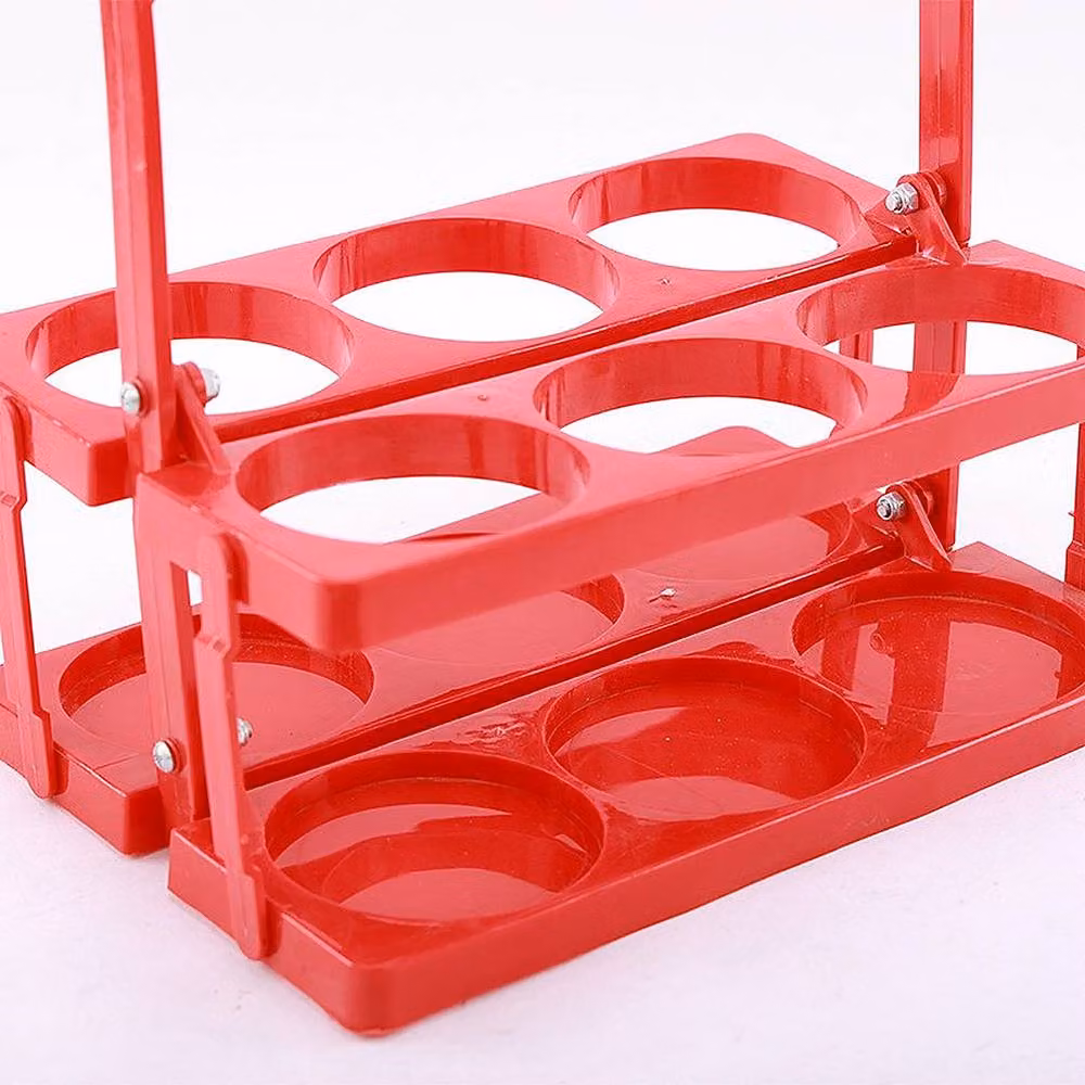 YnysTec Foldable Plastic Drink Bottle Carrier Crate with 6 Holes, Pink, Medium – 4