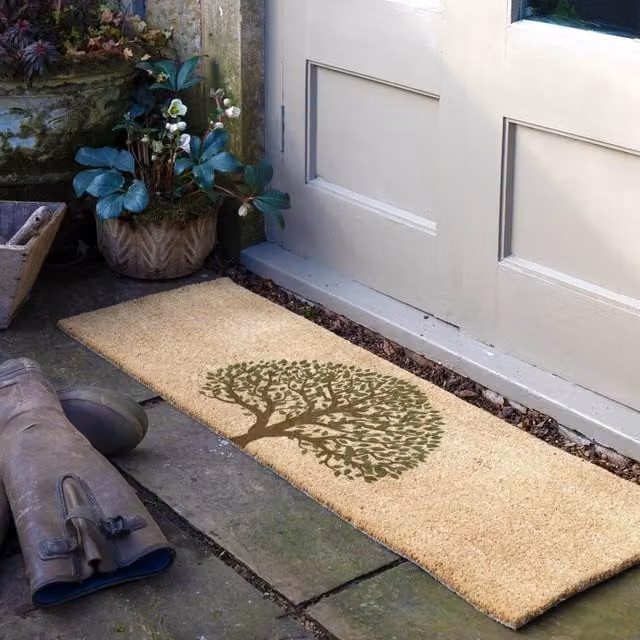 Artsy Mats Tree of Life Coir Doormat in Beige, W: 120 cm, D: 40 cm