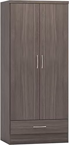 Seconique Nevada 2 Door 1 Drawer Wardrobe in Black