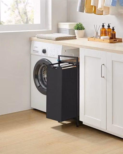 VASAGLE Laundry Hamper with Metal Frame and Pull Out Liner in Black – 1