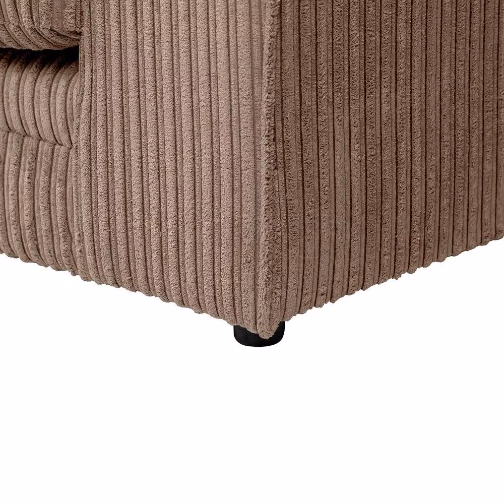LUXURY LIFE Declan Jumbo Cord Fabric Sofa Set in Light Brown – 4
