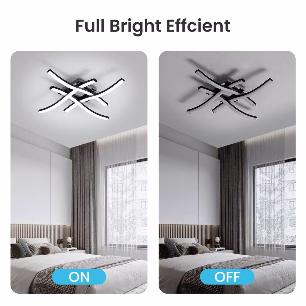 Pheashine Modern LED Ceiling Light, 24W, Black, Cool White 6500K, Length: 36 cm – 3