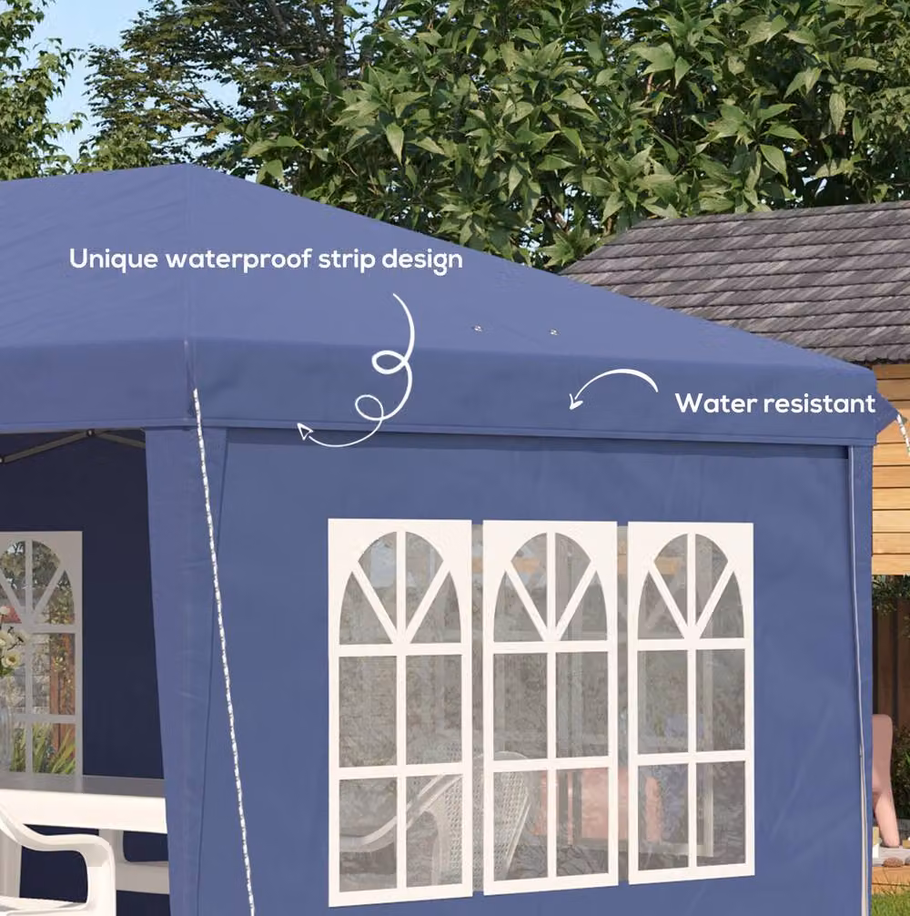 STILVORA Pop Up Gazebo with Removable Walls in Blue, W: 600 cm, D: 300 cm, H: 270 cm – 5