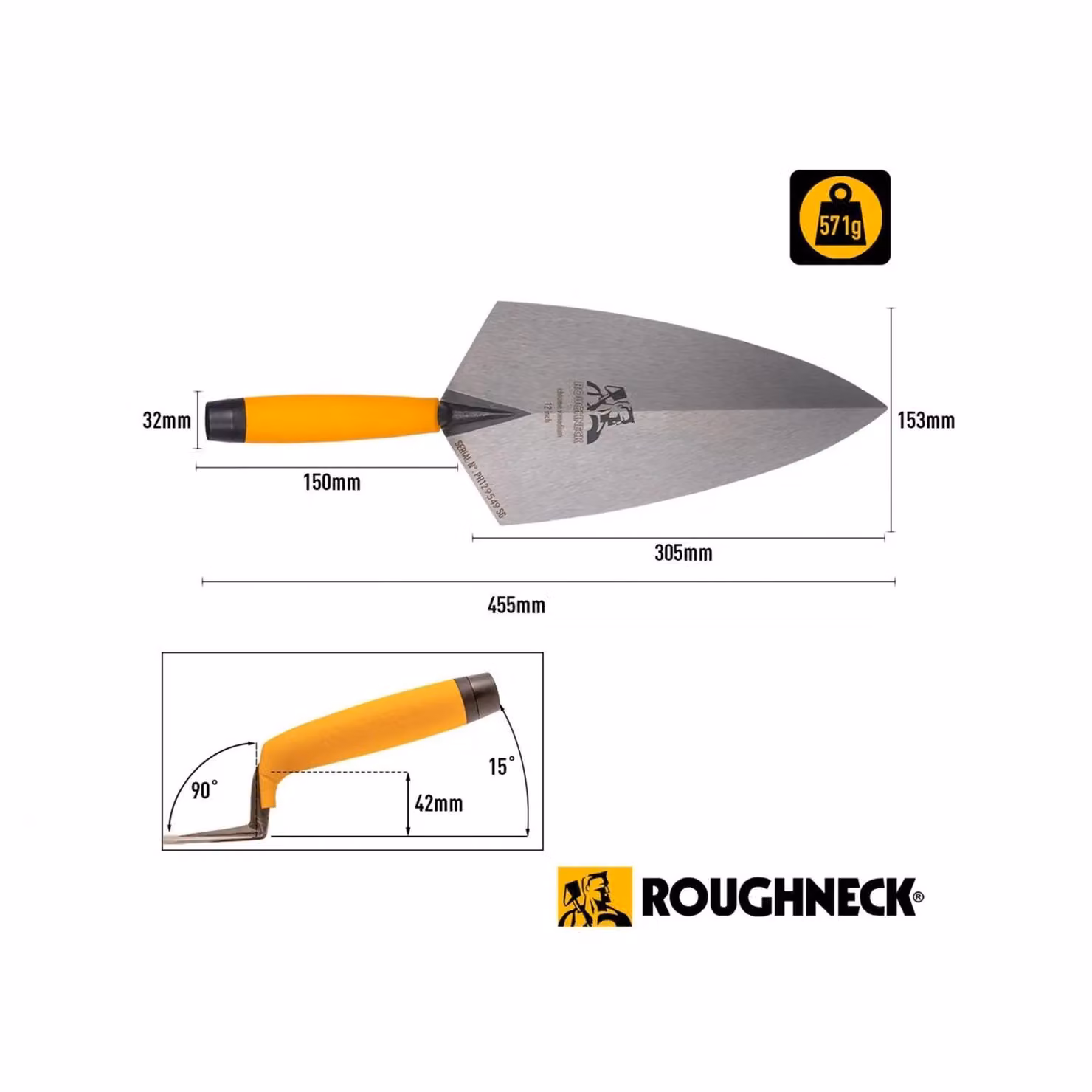 Roughneck Philadelphia Pattern Steel Brick Trowel in Silver and Multicolour – 2