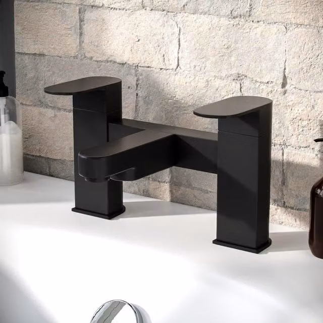 Nes Home Kento Mono Basin Mixer, Bath Filler and Pop Up Waste Set in Matte Black