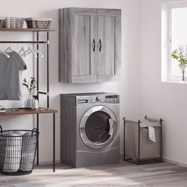 Berkfield Home Wall Mounted Cabinet in Grey Sonoma, W: 69.5 cm, D: 34 cm, H: 90 cm – 1