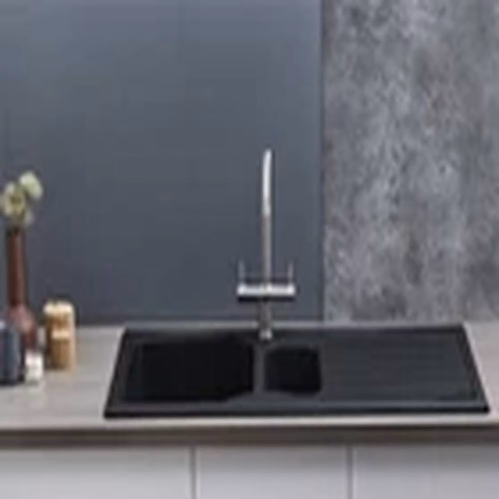 EONLION Reversible 1.5 Bowl Black Kitchen Sink with Waste Kit – 3