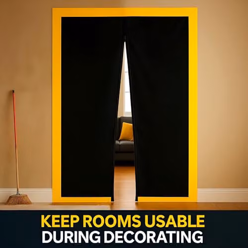 Sola 2-Pack Black Dust-Barrier Doorway Curtains with Double-Sided Zip and Tape-Mount, W/H: 110 x 220 cm – 6