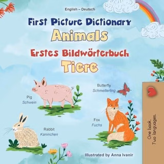 Kidkiddos Books First Picture Dictionary Animals English German Bilingual Multicolour