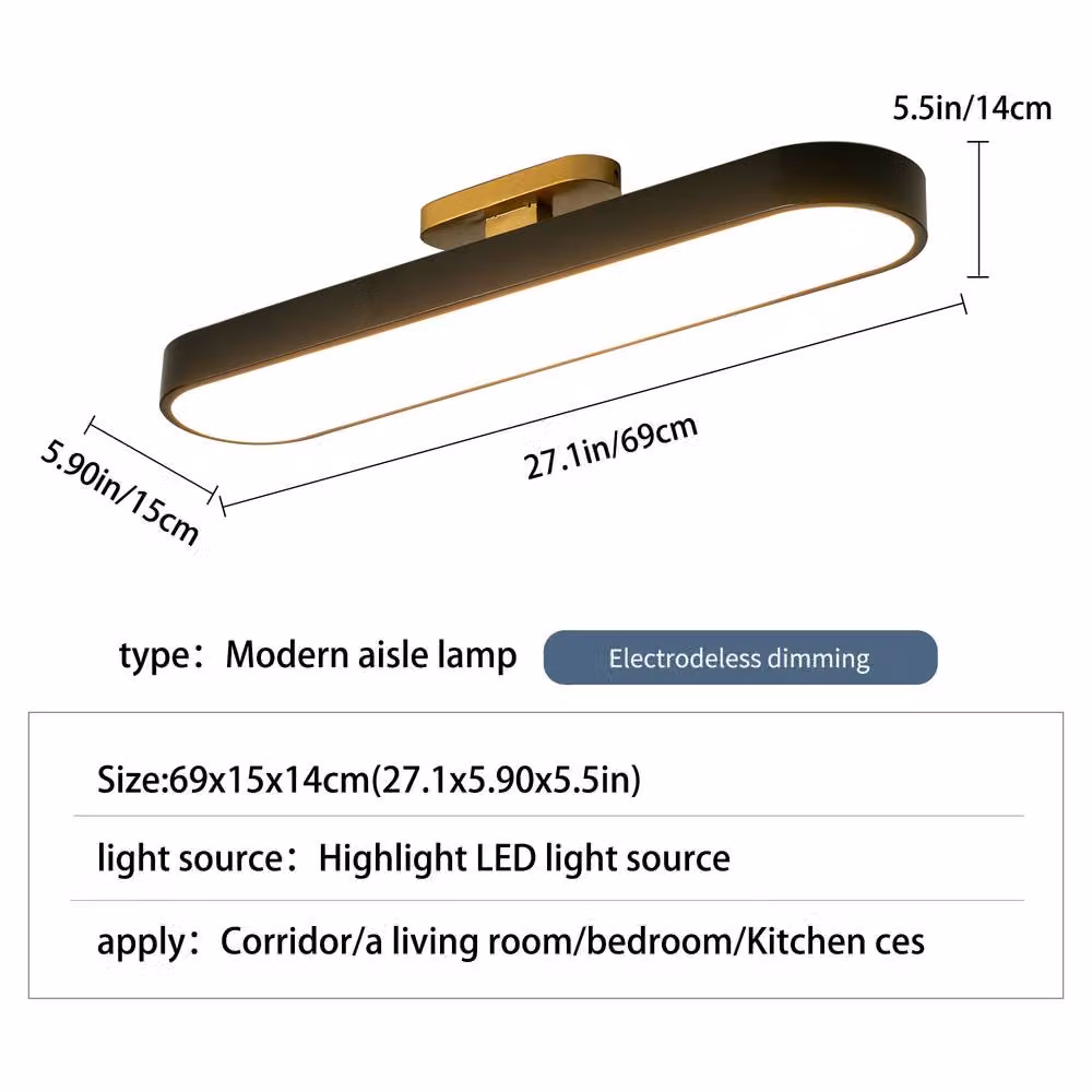 NIVOR 42W Dimmable Acrylic and Metal Linear LED Ceiling Light with Remote Control in Black – 2