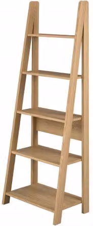 LPD Tiva Oak 5 Tier Ladder Bookcase in Brown