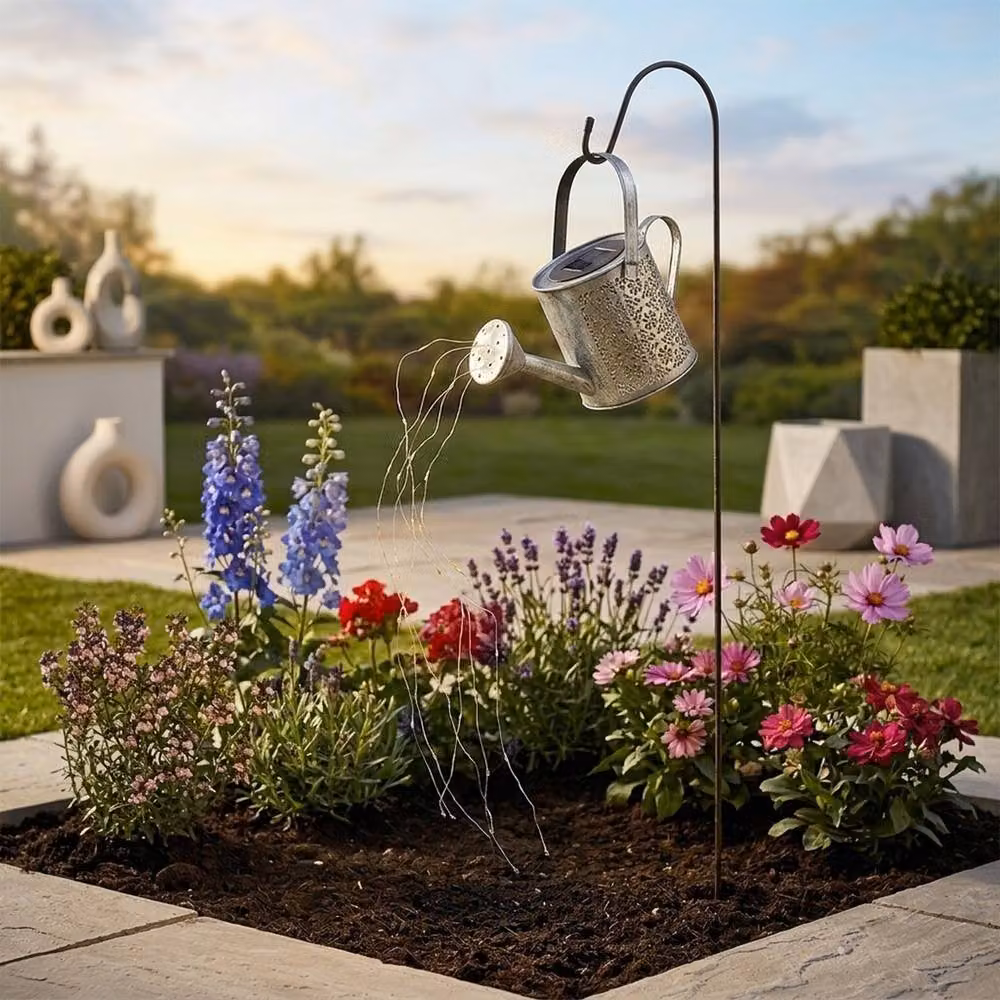 Garden Greatness Lunaria Damasque Solar LED Watering Can Stake Light in Silver – 2