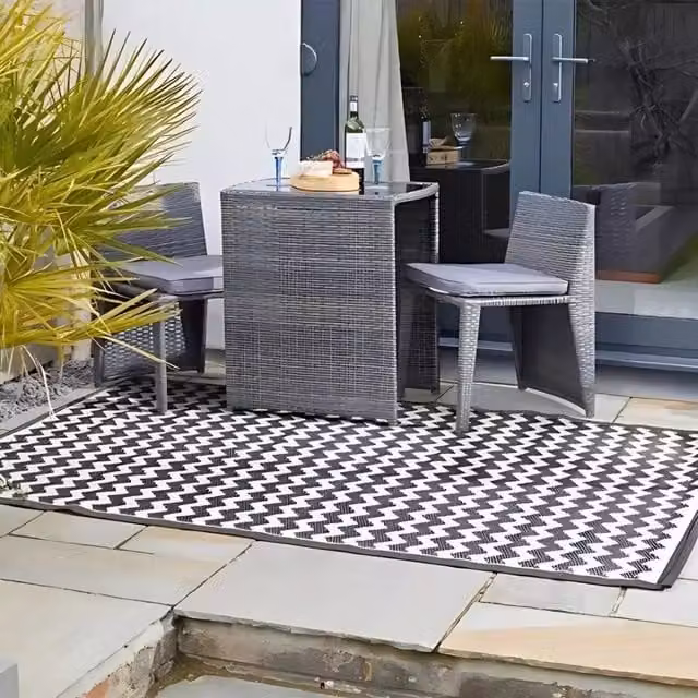 Marco Paul Atlantis Slate Grey Geometric Outdoor Garden Rug, W/D: 210 x 150 cm – 1