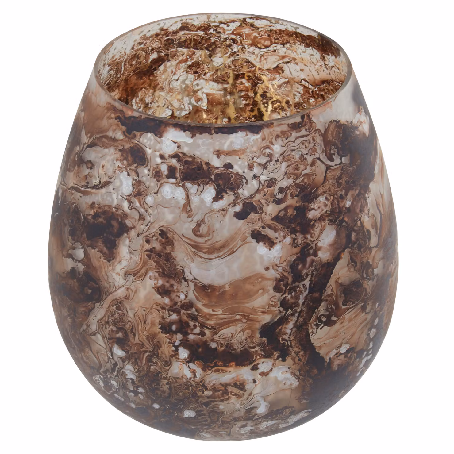 Orsina Garan Abstract Round Glass Taper Candle Holder in Brown and Silver – 2