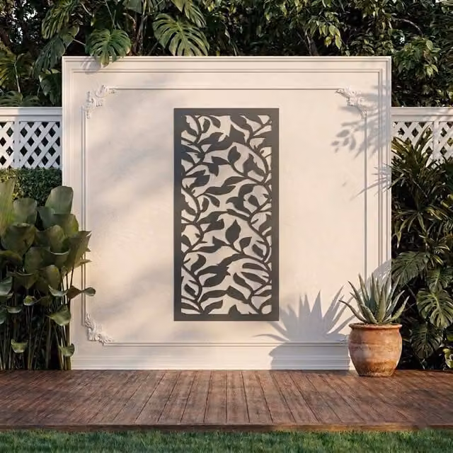 Laser Hut Silver Hood Abstract Floral Metal Wall Art in Anthracite Grey and Black
