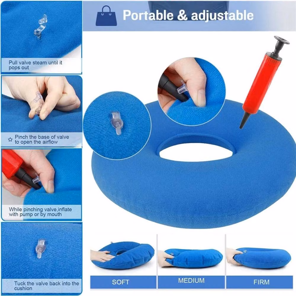SPETLEK Blue Ergonomic Donut Ring Chair Seat Cushion Pillow, 2 Pack, W: 100 cm x D: 190 cm – 4
