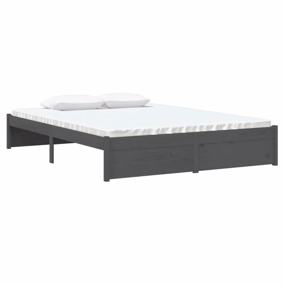 Berkfield Home Modern Grey Solid Pine Wood Bed Frame W/D/H: 135 x 190 x 31 cm – 3