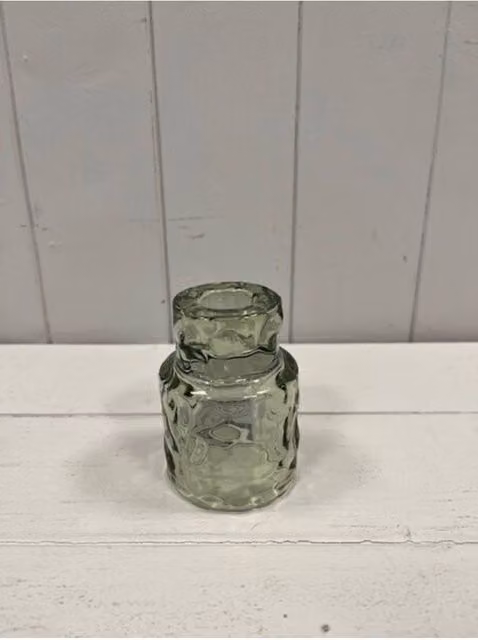 KDMD Large Vintage Green Textured Glass Tabletop Candle Holder