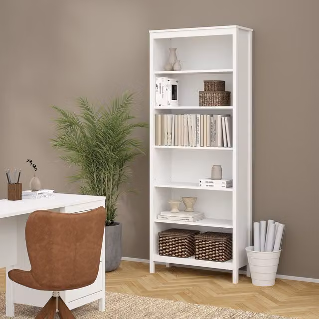 Furniture To Go Barcelona Bookcase in Jackson Hickory Oak and White