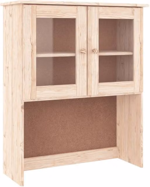 Berkfield Home ALTA Highboard in Light Tan Solid Pine with Glass Doors, W/D/H: 77 x 35 x 165 cm
