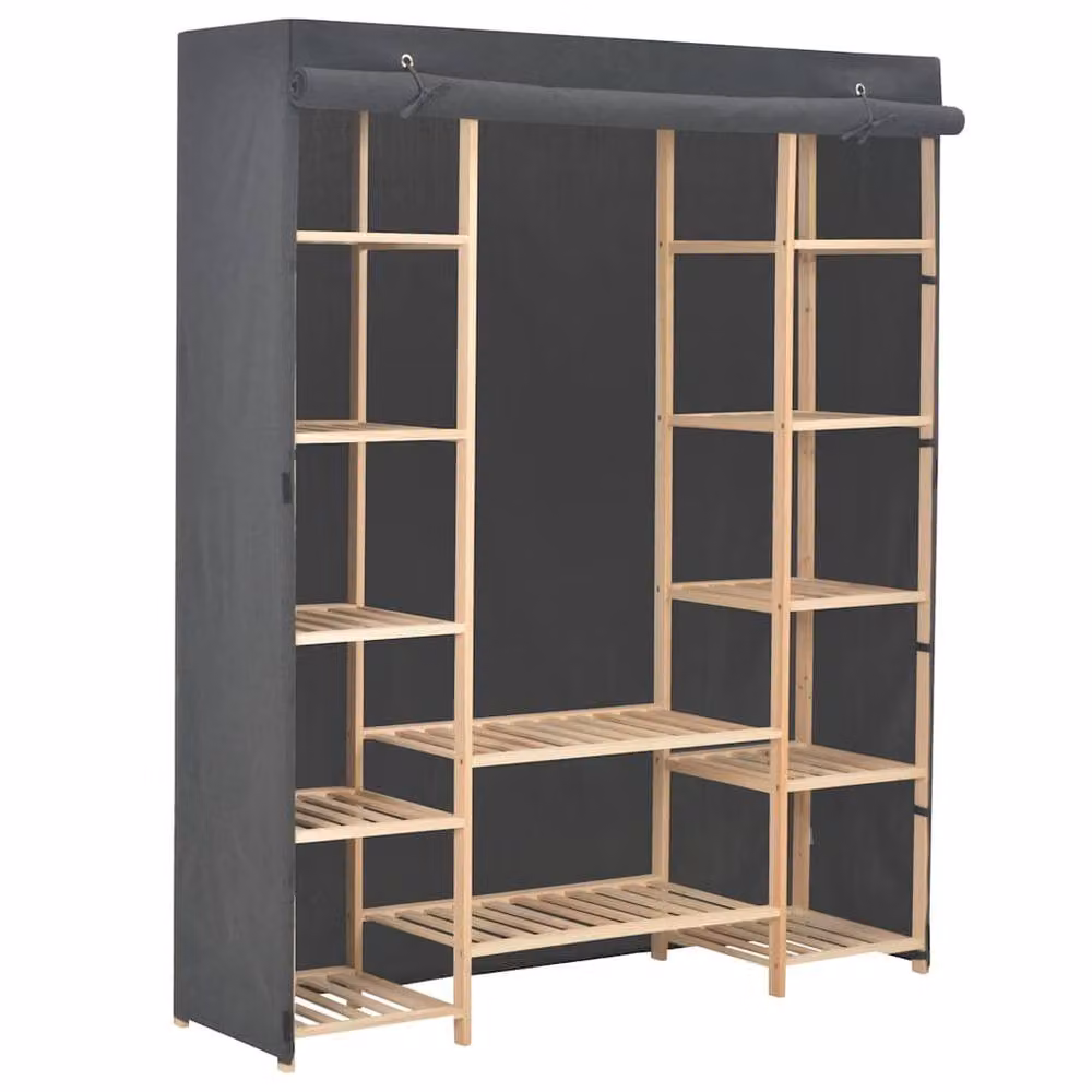 Berkfield Home Grey Fabric Wardrobe W/D/H: 135 x 40 x 170 cm – 2