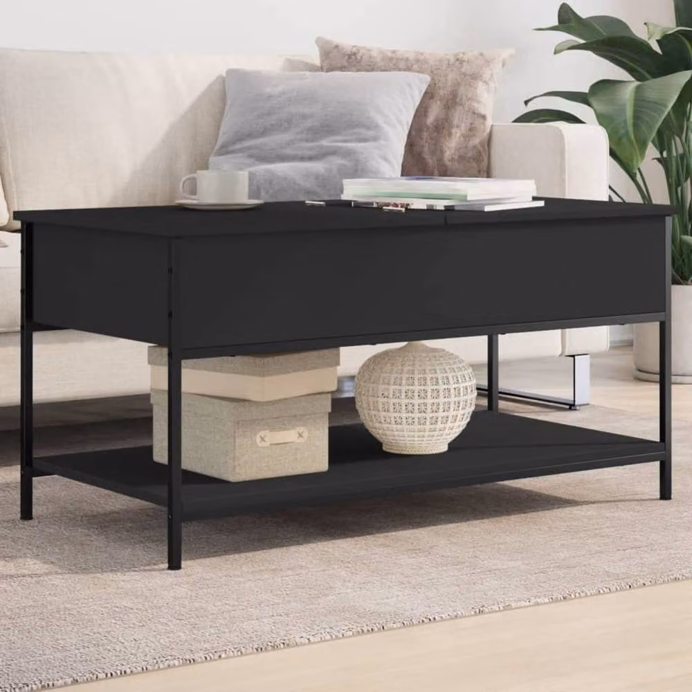Berkfield Home Modern Black Rectangular Coffee Table with Lift Mechanism, W/D/H: 100 x 50 x 50 cm – 2