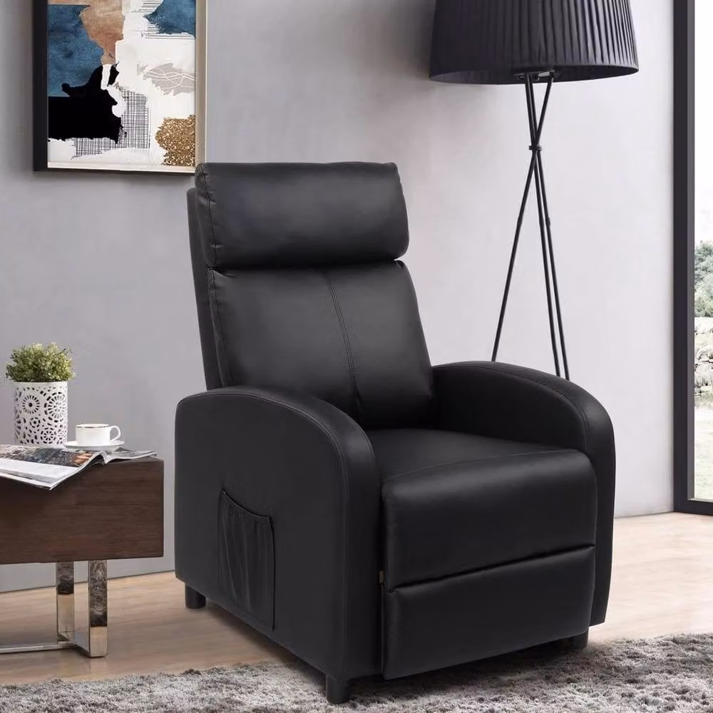 KORVIXA Black PU Leather Recliner Massage Chair Sofa with Armrests – 3