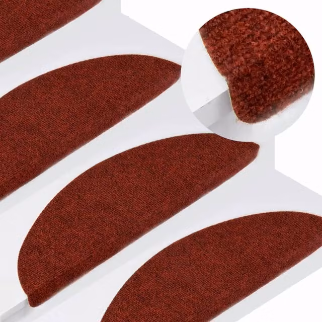 Berkfield Home Self-adhesive Non-slip Stair Mats, 15 Pieces, Red, W/D/H: 56 x 17 x 3 cm
