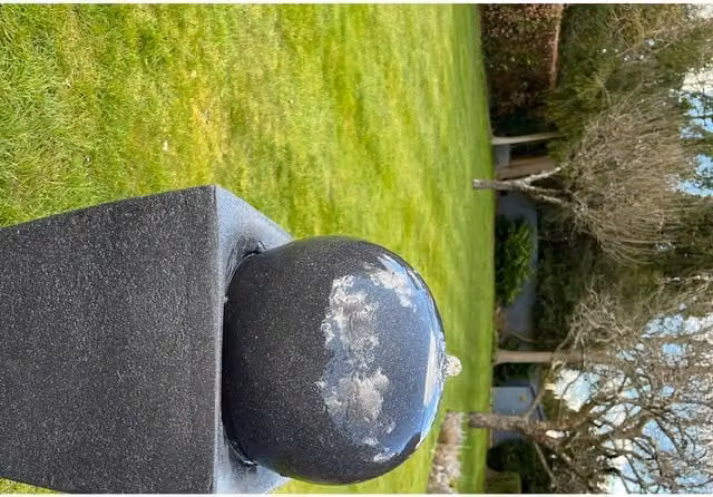 AllPondSolutions Solar LED Round Ball on Vase Stone Feature in Dark Grey