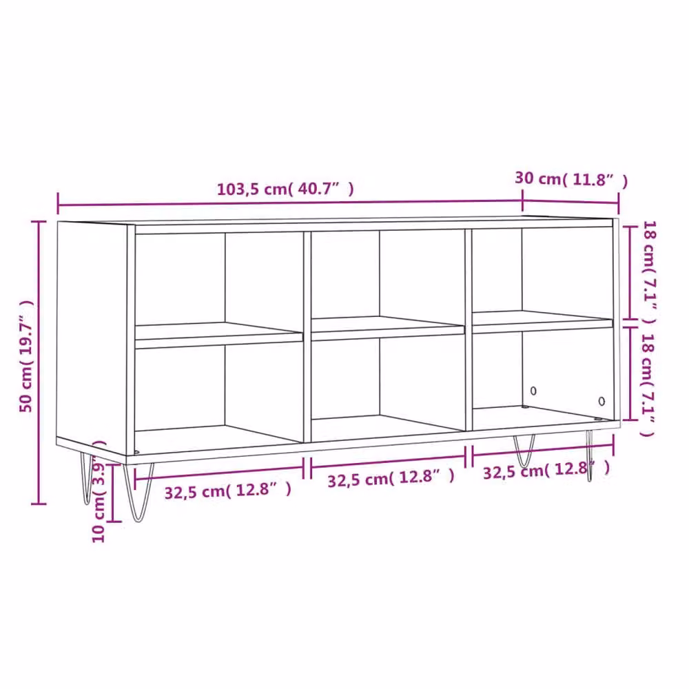 Berkfield Home TV Cabinet in Smoked Oak Brown, W/D/H: 103.5 x 30 x 50 cm – 5