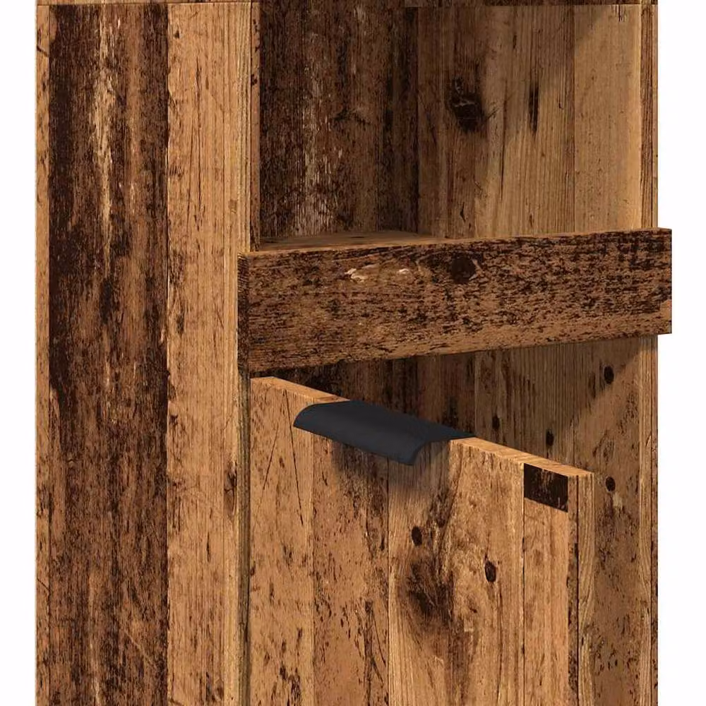 Berkfield Home Durable Rustic Brown Bathroom Cabinet with Hinged Doors and Open Shelves, W/D/H: 32 x 34 x 188.5 cm – 4