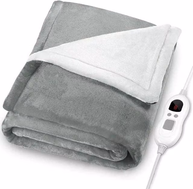 BARGAINS-GALORE Extra Large Plush Electric Heated Blanket Throw in Dark Grey, W: 130 cm, L: 180 cm – 1