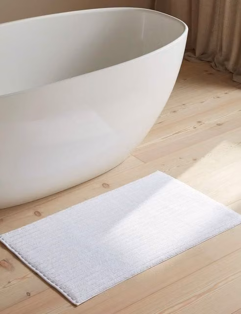 Bedfolk Pure Cotton Ribbed Plush Bathmat White