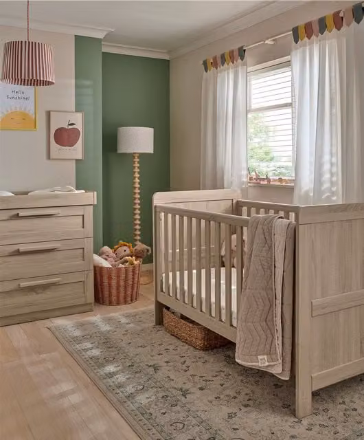 Mamas & Papas Atlas 2 Piece Cotbed Set with Dresser Changer in Light Oak and Brown