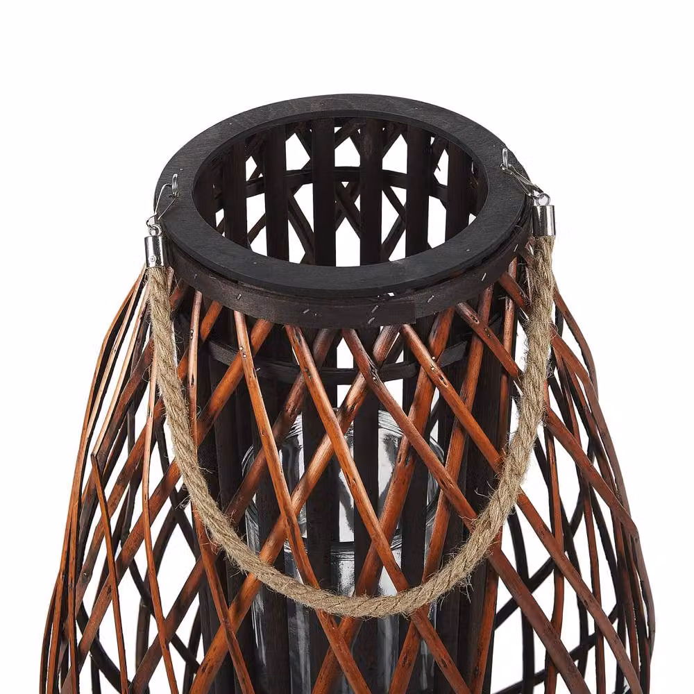 Wyld and Coco Willow Lantern in Brown with Rope Handle, Height: 60 cm – 4