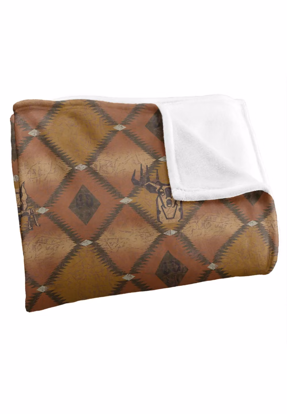 JQ Licensing Deer Southwest Brown Hunting Pattern Super Soft Fleece Throw Blanket, White and Brown, W/D/H: 152 x 127 cm – 3