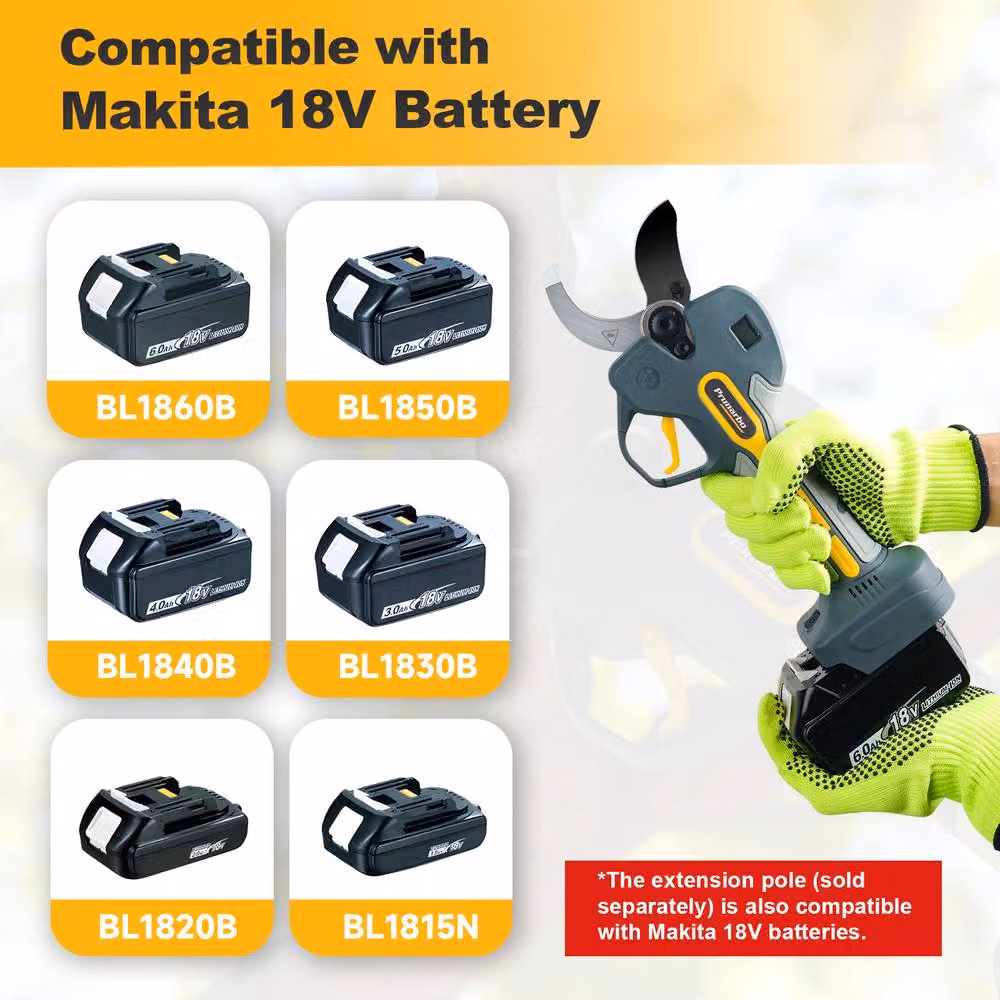 Prunarbo Powerful Electric Secateurs Kit with 2 x 4.0Ah Rechargeable Batteries, Multicolour – 5