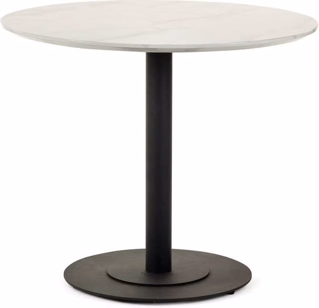 Cheshire Premium Lucerne Round Dining Table in White and Multicolour Marble, Diameter: 80 cm