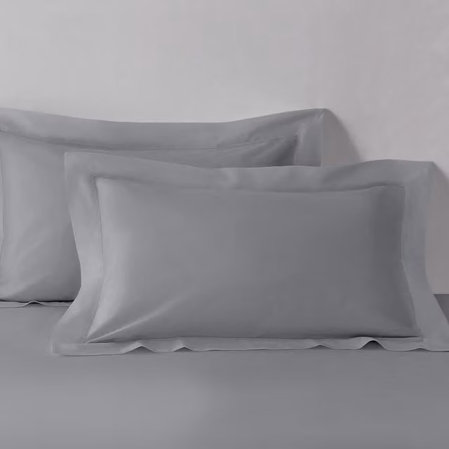 Sweet Dreams Pair of Grey Cotton Percale Pillowcases