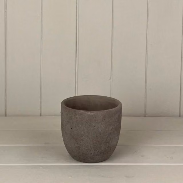 KDMD Minimalist Round Stone Tabletop Plant Pot in Grey