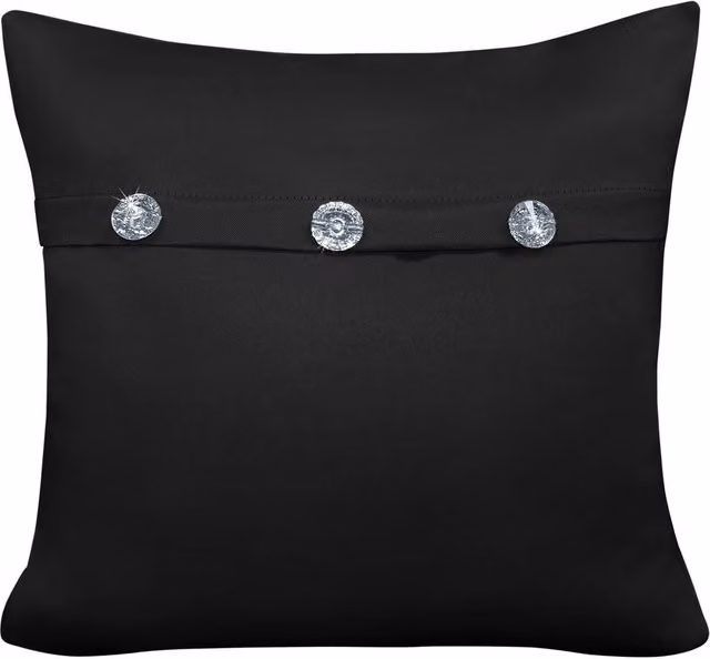 Velosso Mock Flap Diamante Filled Square Cushion in Black, W x D: 43 x 43 cm