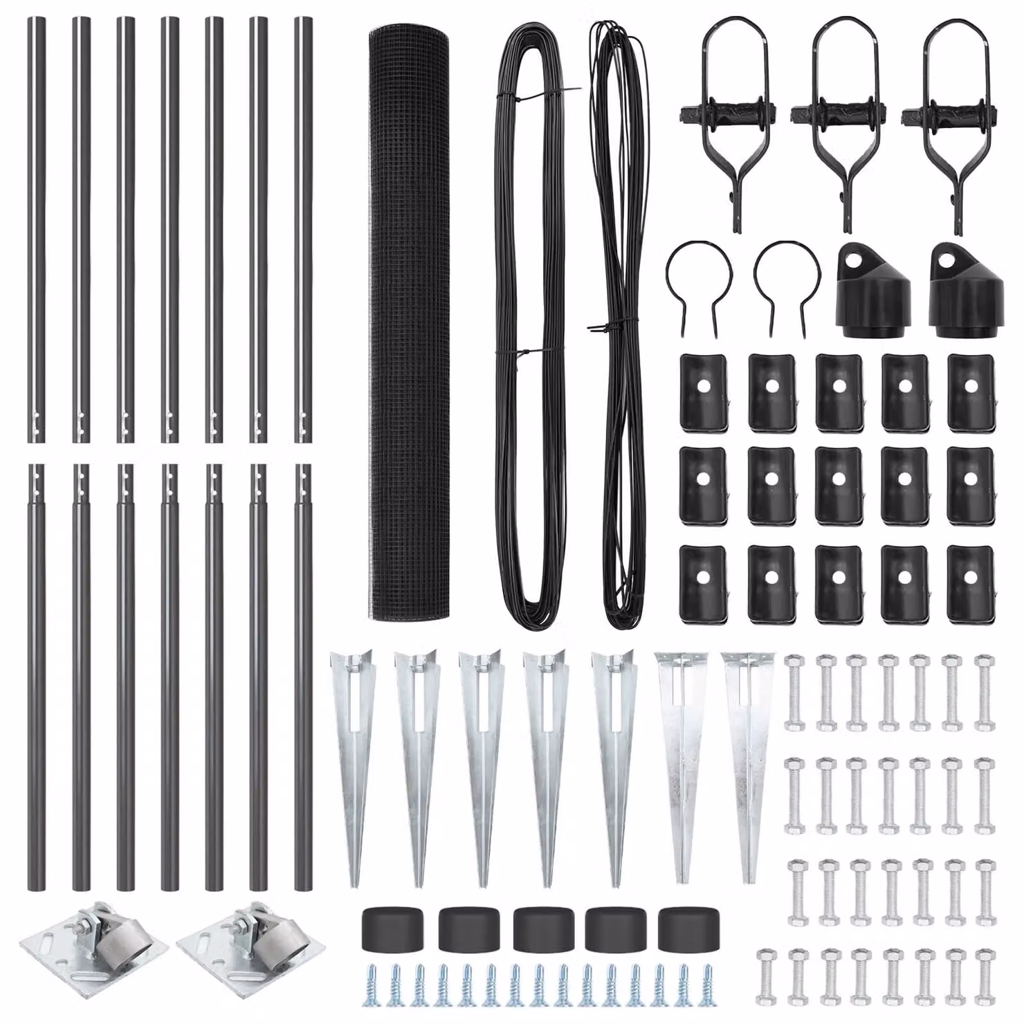 Berkfield Home Steel Welded Wire Fence with 7 Spike Posts, Grey and Black, W: 140 cm, L: 10 m – 3