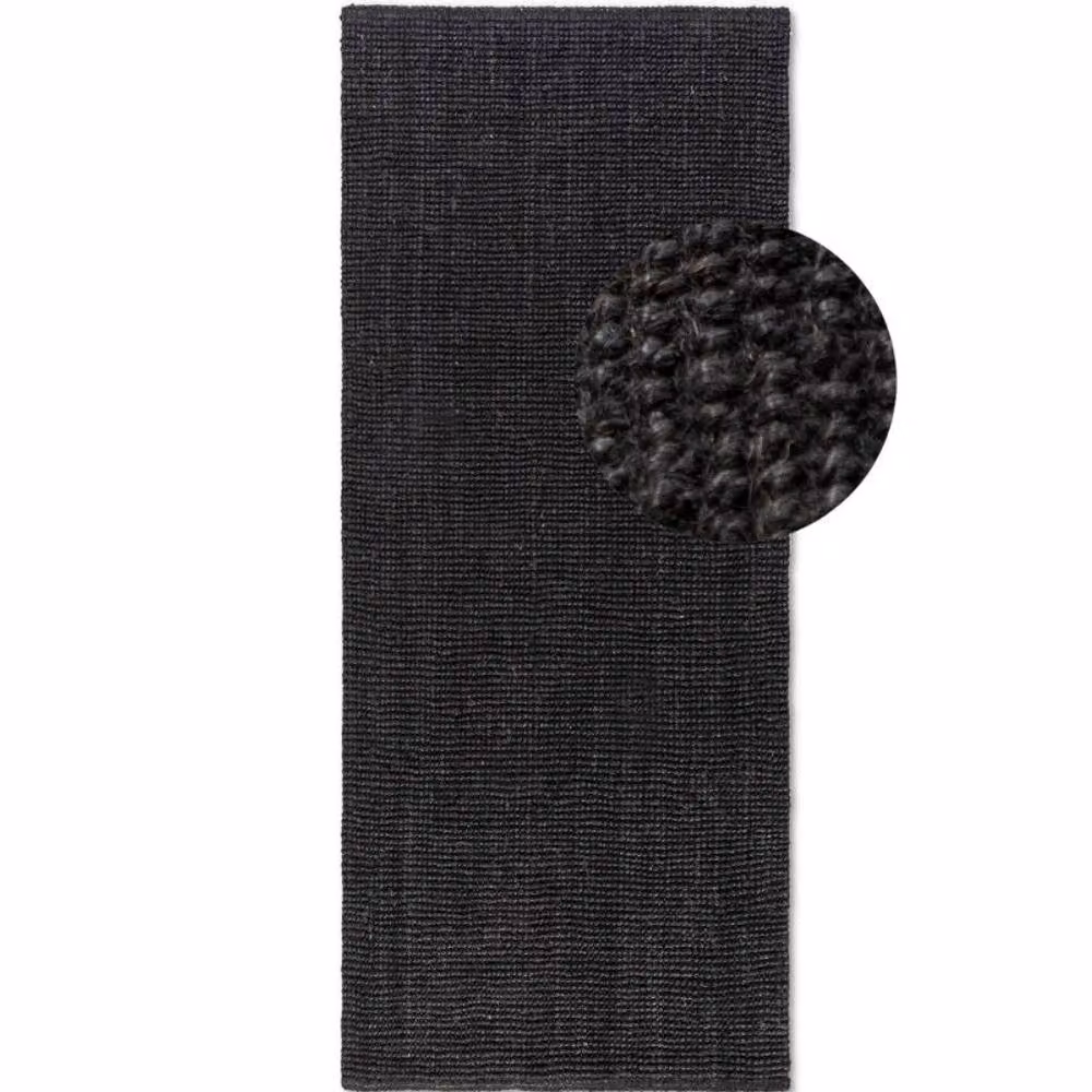 THE RUGS Handwoven Flatweave Jute Rug and Runner in Black, W: 60 cm, L: 90 cm – 3
