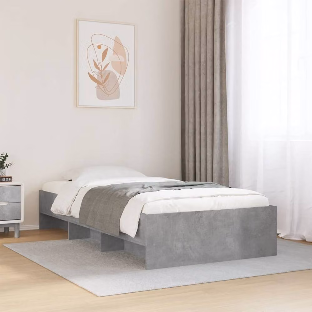 Berkfield Home Durable Engineered Wood Bed Frame in Concrete Grey, W/D/H: 90 x 190 x 35 cm – 2