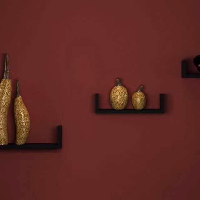 Kelvenix Set of 3 U-Shaped Floating Wooden Wall Mounted Display Shelves in Black – 1