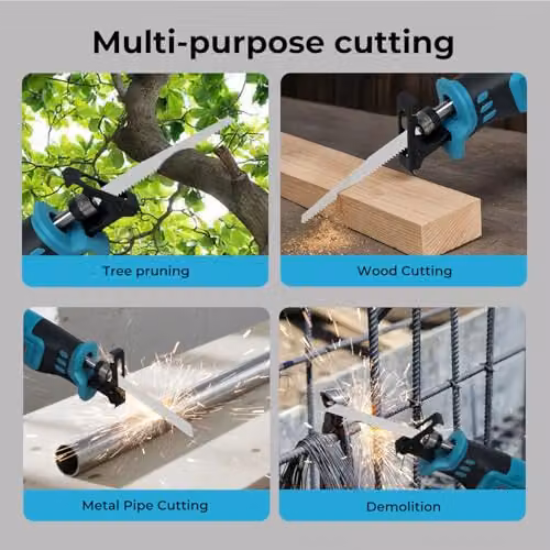Traderight 21V Cordless Reciprocating Saw Set with 2 x 4.0Ah Rechargeable Batteries in Blue – 8