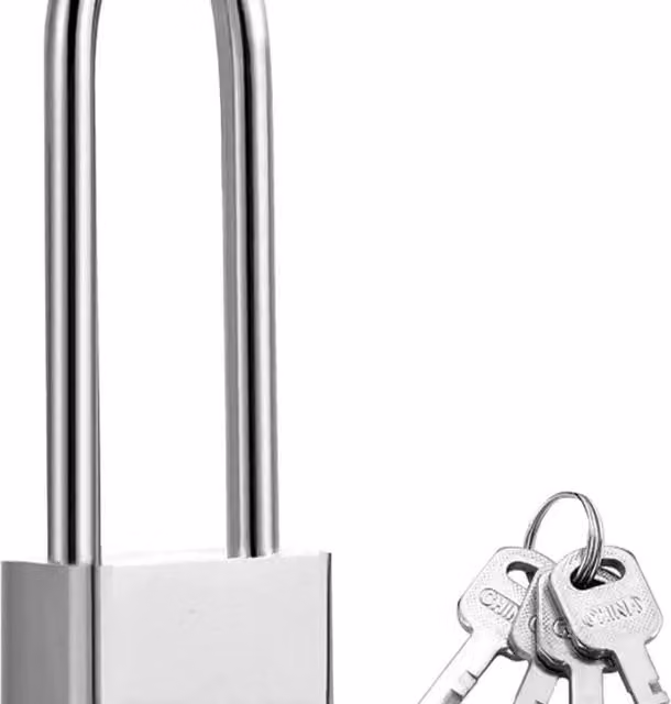 Havendro Pack of 2 Silver Stainless Steel Long Shackle Padlocks with 4 Keys – 1