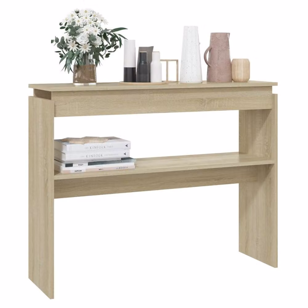 Berkfield Home Sonoma Oak Console Table in Beige, W/D/H: 102 x 30 x 80 cm – 2