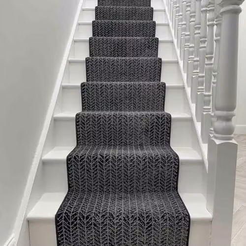 runrug Empire Stair Runner Carpet, Black, W: 60 cm, L: 690 cm – 1