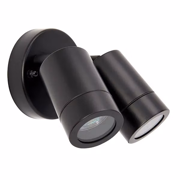 Netlighting Palin 2 Light Outdoor Spotlight in Matt Black with Glass, IP44, GU10, Adjustable and Dimmable – 2
